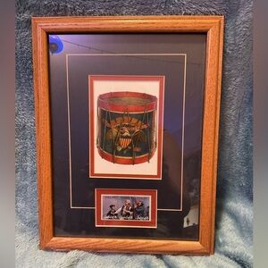 VINTAGE SPIRIT OF 76 FRAMED 9TH REG US INFANTRY EAGLE 13 CENTS POSTAGE STAMPS